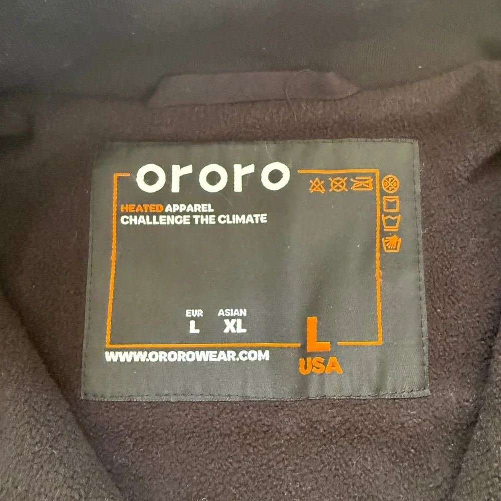 Ororo Heated Fleece Vest Mens Large Black Full Zip Sleeveless Jacket Warm L